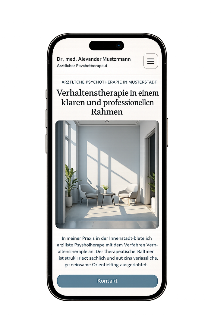 Mobile Ansicht des Website-Konzepts 2 für eine psychotherapeutische Praxis