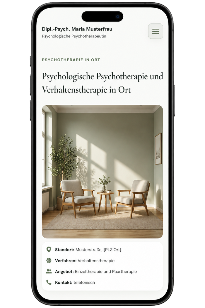 Mobile Ansicht des Website-Konzepts 3 für eine psychotherapeutische Praxis
