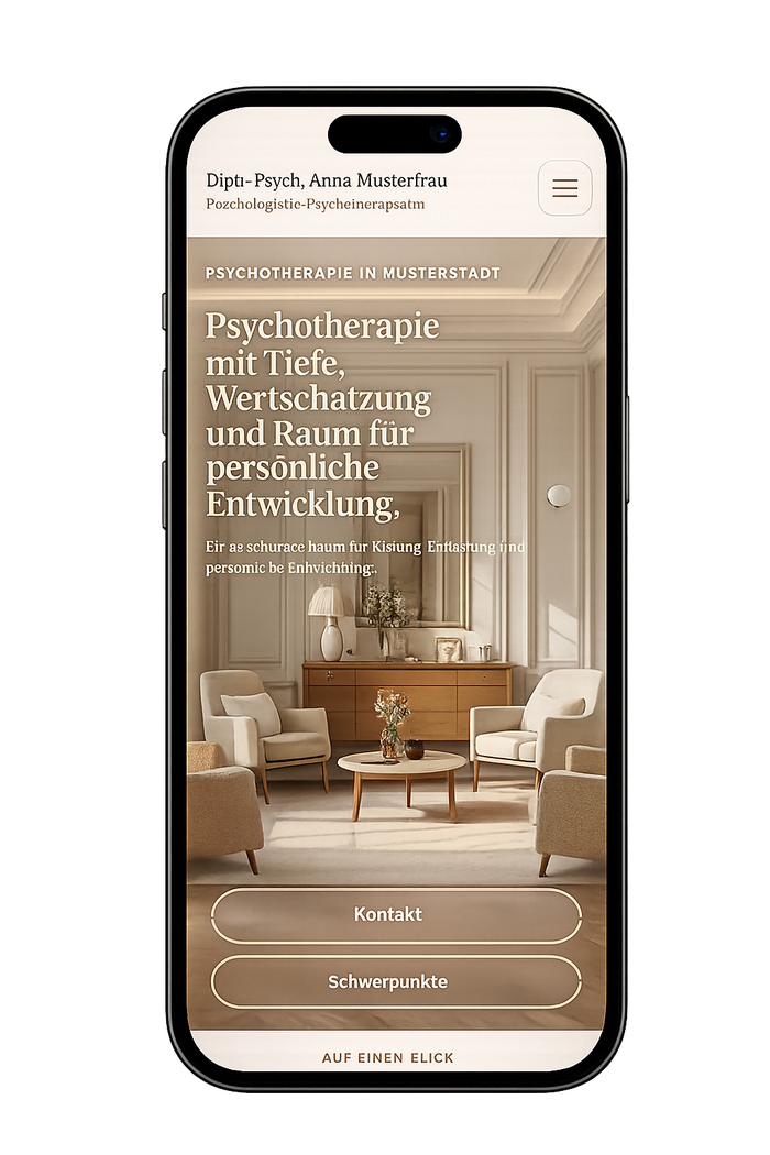 Mobile Ansicht des Website-Konzepts 4 für eine psychotherapeutische Praxis